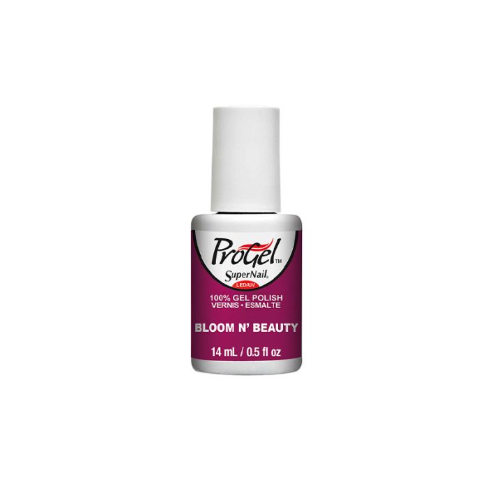Front view of SuperNail ProGel Bloom N' Beauty in 0.5-ounce bottle size with printed product information