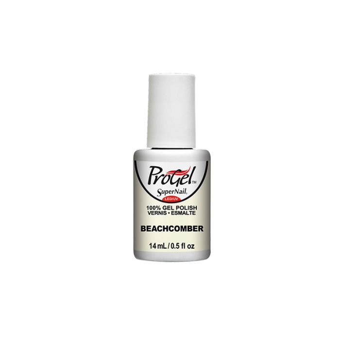 Front facing of SuperNail ProGel in Beachcomber variant with 14ml bottle size and label product information 