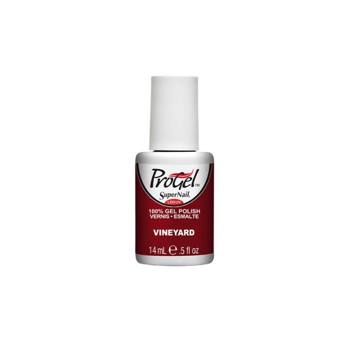 Front view of SuperNail ProGel Vineyard in 0.5-ounce bottle size with printed product information
