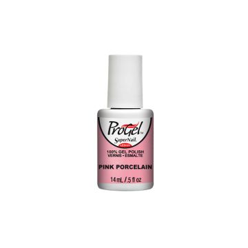 14ml bottle of SuperNail ProGel with Pink Porcelain color shade with label graphics and product details